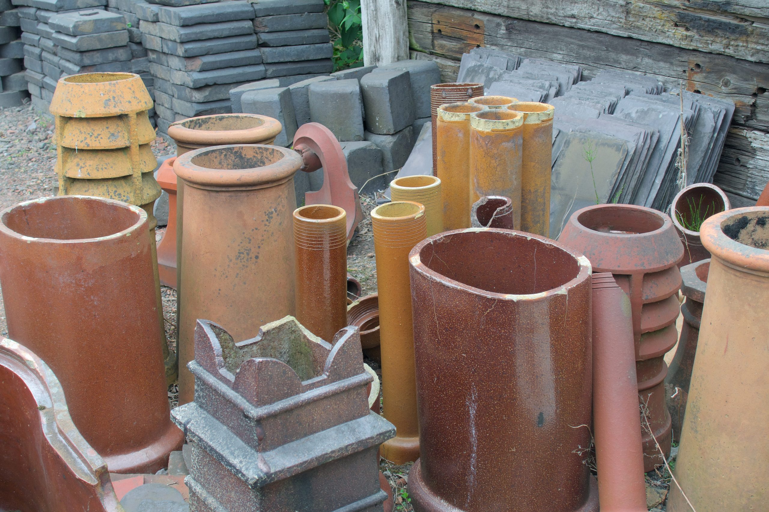 Salvaged ceramic drainage pipes