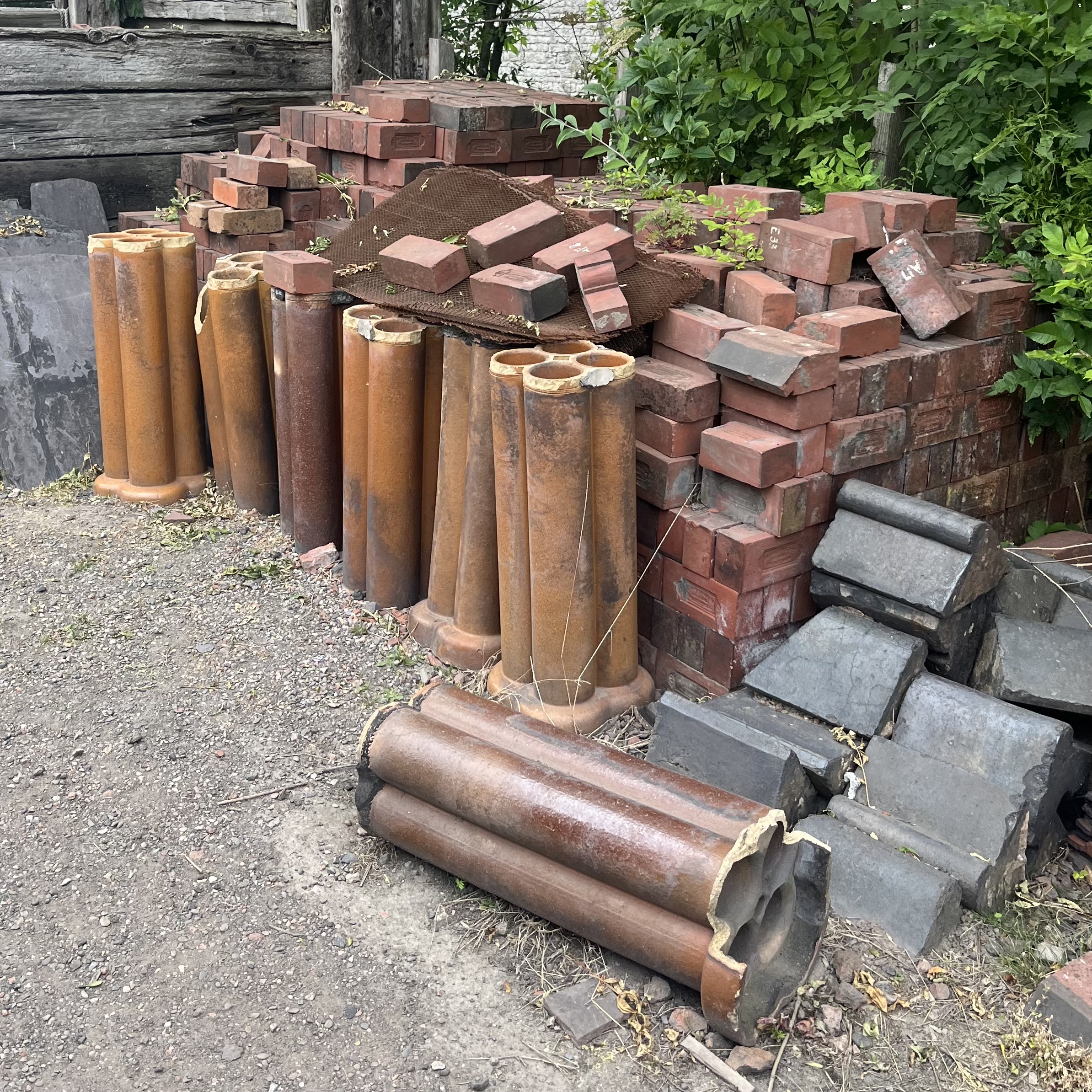 Reclaimed pipes and construction materials