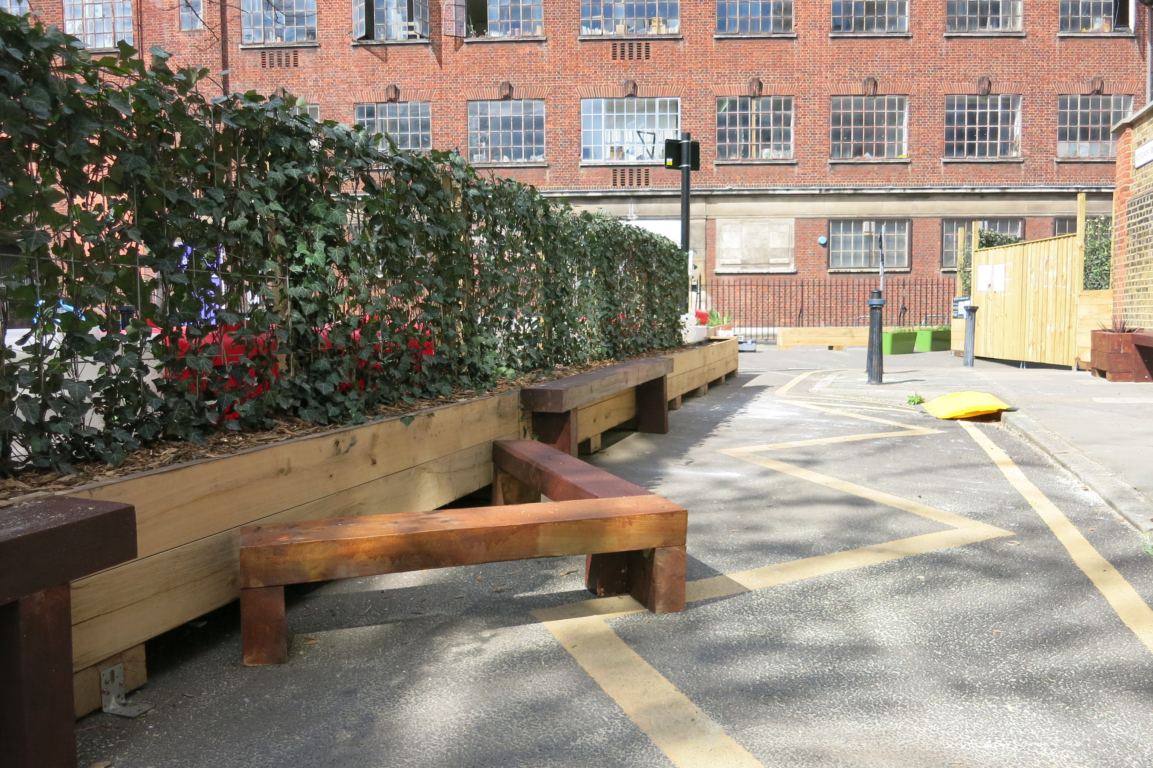 A bench joined to the planted edge.